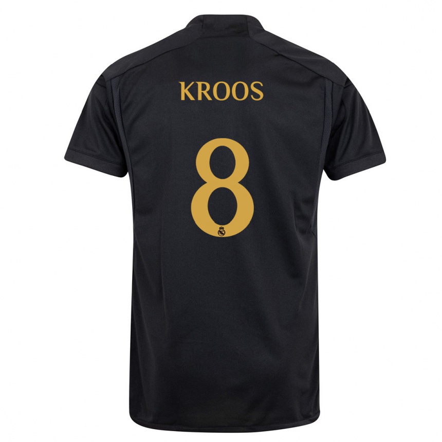 Niño Fútbol Camiseta Toni Kroos #8 Negro Equipación Tercera 2023/24 Perú