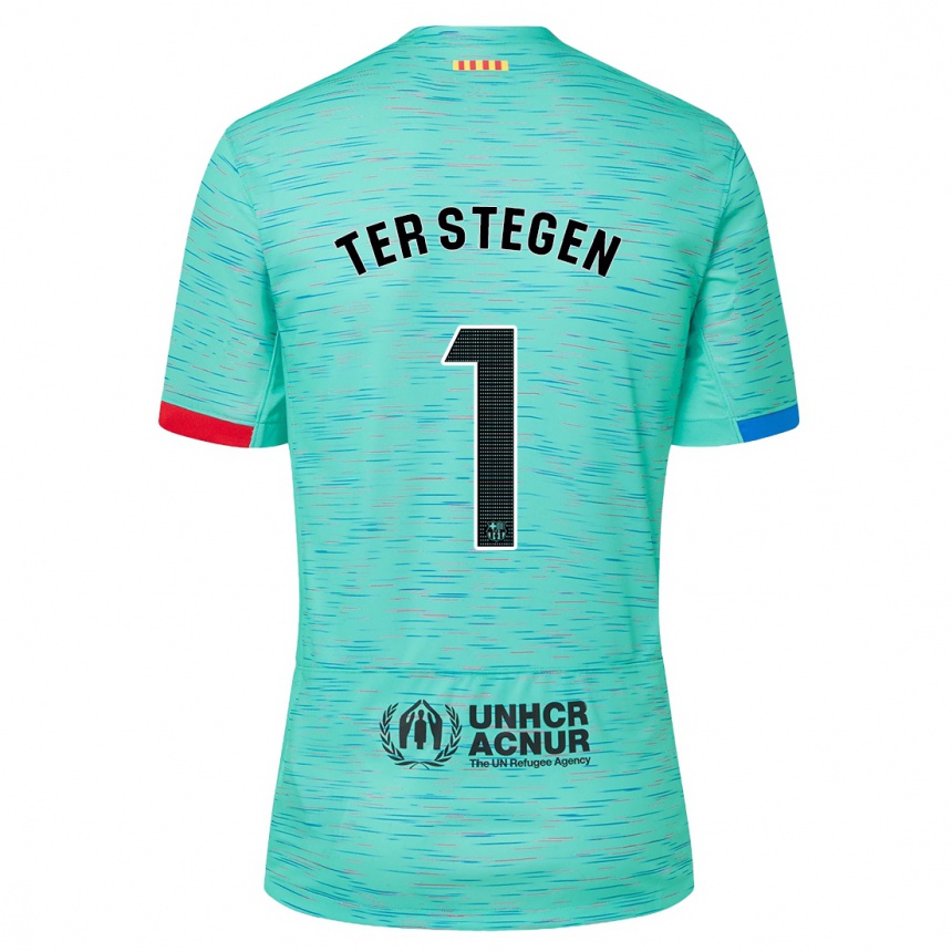 Niño Fútbol Camiseta Marc-Andre Ter Stegen #1 Aguamarina Clara Equipación Tercera 2023/24 Perú