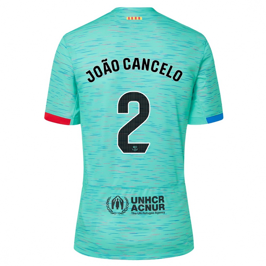 Niño Fútbol Camiseta Joao Cancelo #2 Aguamarina Clara Equipación Tercera 2023/24 Perú