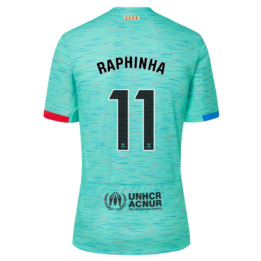 Niño Fútbol Camiseta Raphinha #11 Aguamarina Clara Equipación Tercera 2023/24 Perú