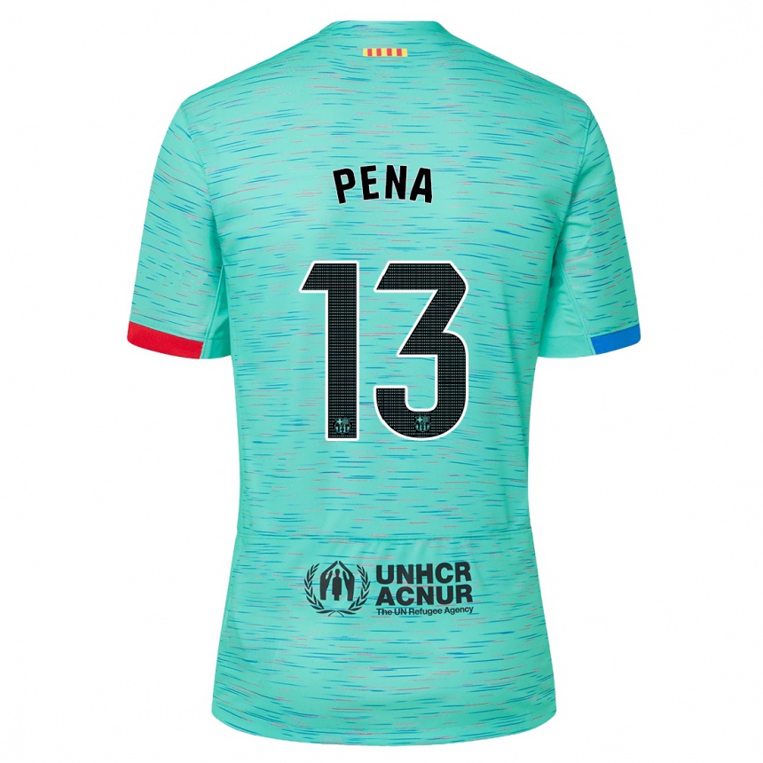 Niño Fútbol Camiseta Inaki Pena #13 Aguamarina Clara Equipación Tercera 2023/24 Perú