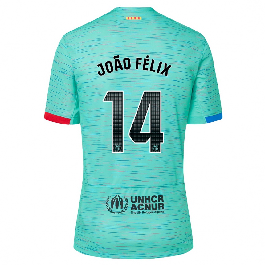 Niño Fútbol Camiseta Joao Felix #14 Aguamarina Clara Equipación Tercera 2023/24 Perú