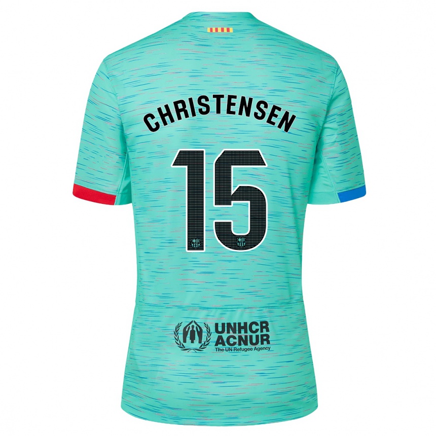 Niño Fútbol Camiseta Andreas Christensen #15 Aguamarina Clara Equipación Tercera 2023/24 Perú