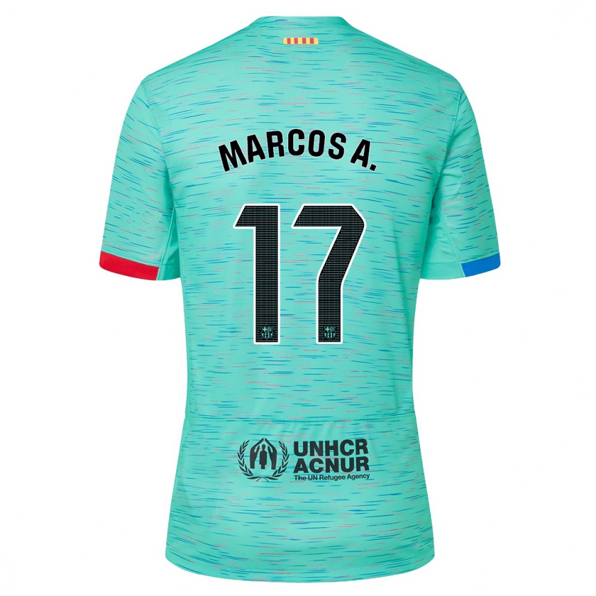 Niño Fútbol Camiseta Marcos Alonso #17 Aguamarina Clara Equipación Tercera 2023/24 Perú