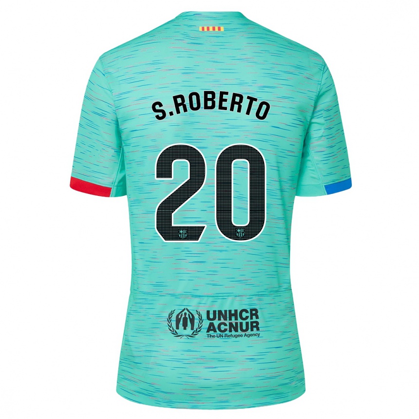 Niño Fútbol Camiseta Sergi Roberto #20 Aguamarina Clara Equipación Tercera 2023/24 Perú