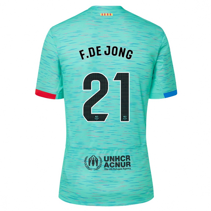 Niño Fútbol Camiseta Frenkie De Jong #21 Aguamarina Clara Equipación Tercera 2023/24 Perú