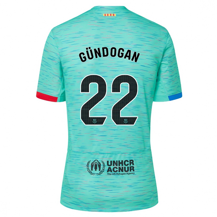 Niño Fútbol Camiseta Ilkay Gundogan #22 Aguamarina Clara Equipación Tercera 2023/24 Perú