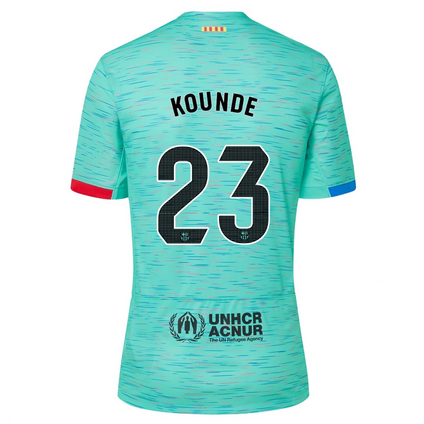 Niño Fútbol Camiseta Jules Kounde #23 Aguamarina Clara Equipación Tercera 2023/24 Perú