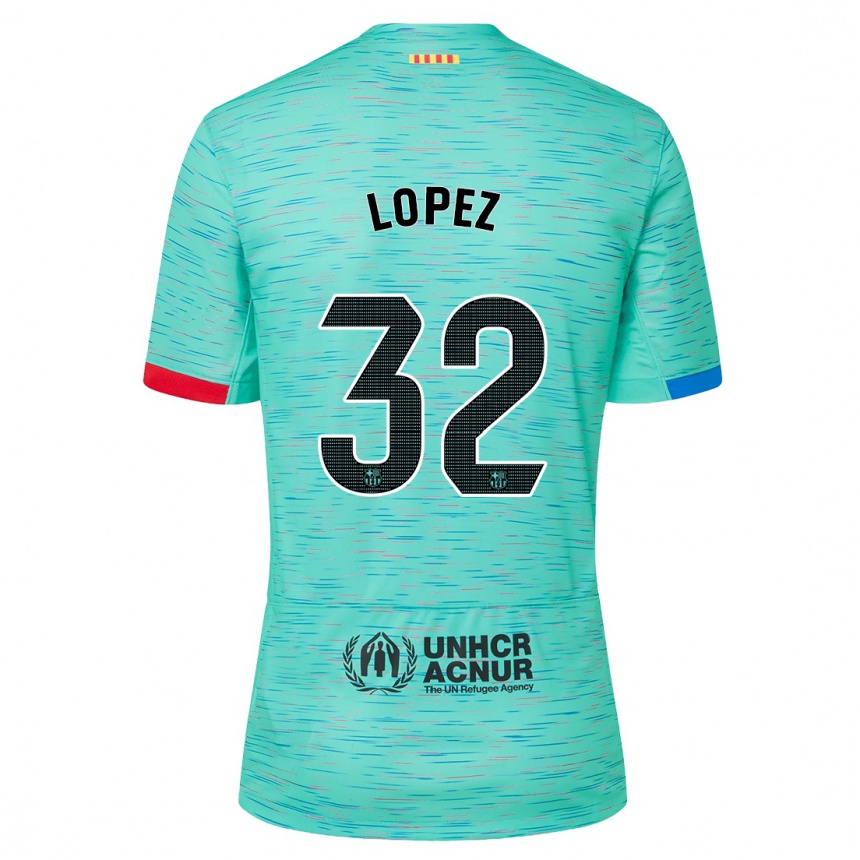 Niño Fútbol Camiseta Fermin Lopez #32 Aguamarina Clara Equipación Tercera 2023/24 Perú