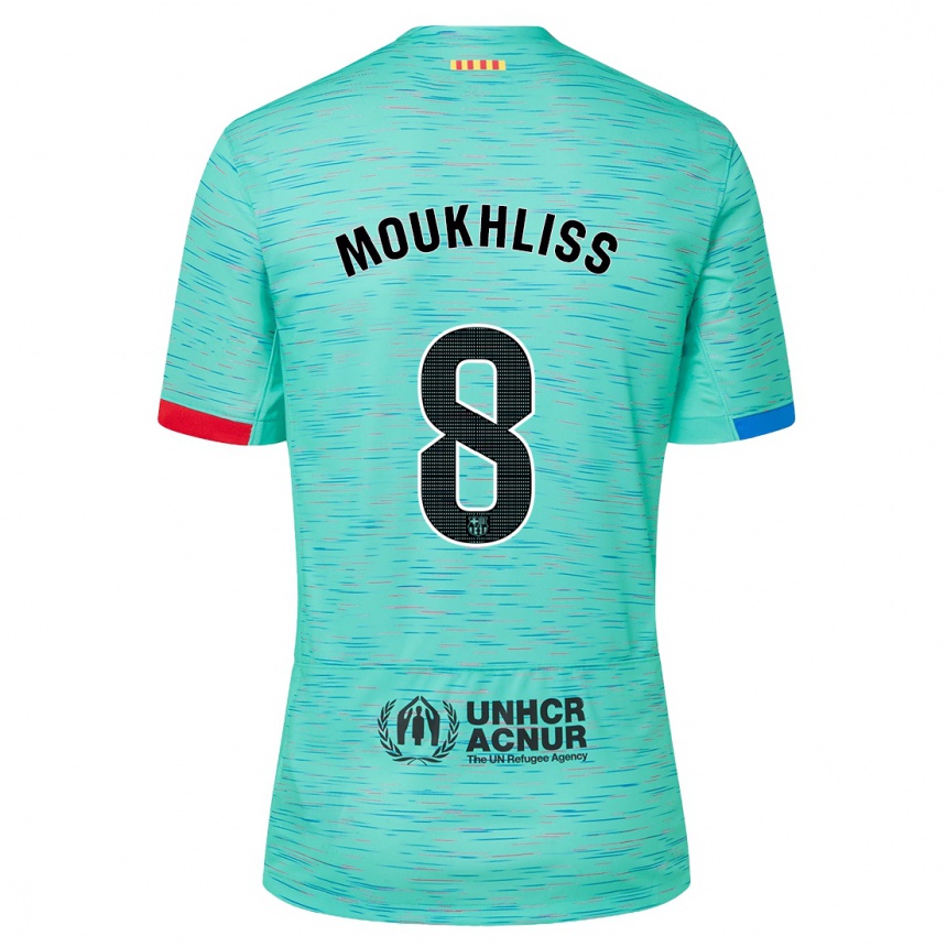 Niño Fútbol Camiseta Moha Moukhliss #8 Aguamarina Clara Equipación Tercera 2023/24 Perú