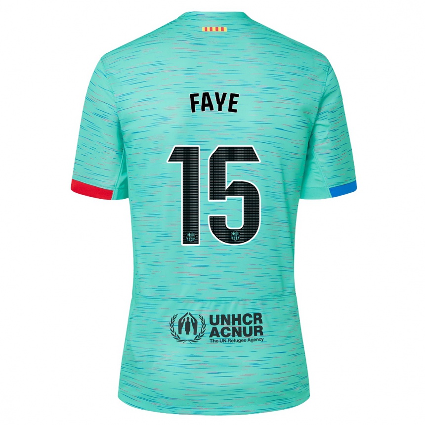 Niño Fútbol Camiseta Mikayil Faye #15 Aguamarina Clara Equipación Tercera 2023/24 Perú