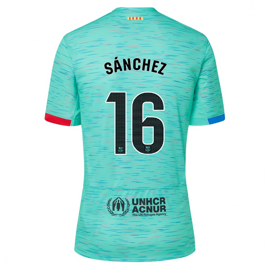 Niño Fútbol Camiseta Edu Sánchez #16 Aguamarina Clara Equipación Tercera 2023/24 Perú