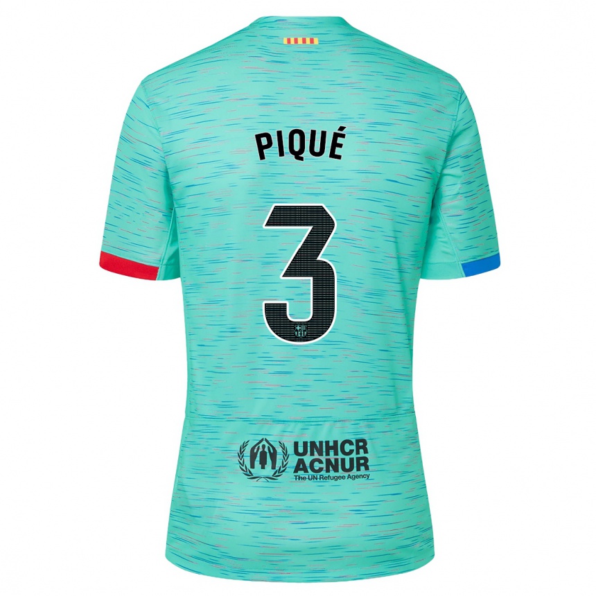 Niño Fútbol Camiseta Gerard Pique #3 Aguamarina Clara Equipación Tercera 2023/24 Perú