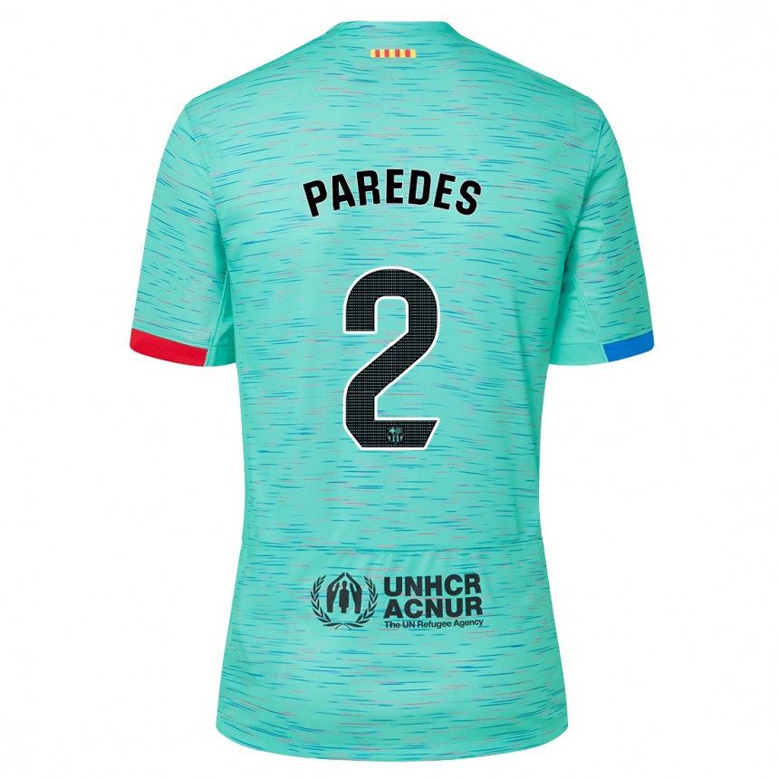 Niño Fútbol Camiseta Irene Paredes #2 Aguamarina Clara Equipación Tercera 2023/24 Perú