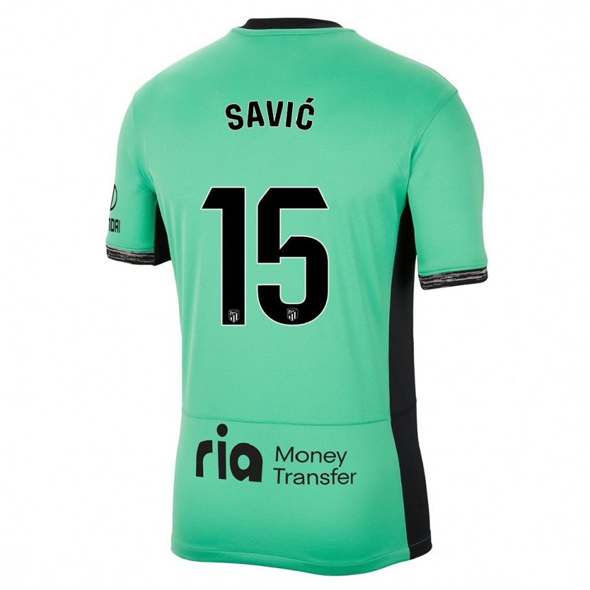 Niño Fútbol Camiseta Stefan Savic #15 Primavera Verde Equipación Tercera 2023/24 Perú