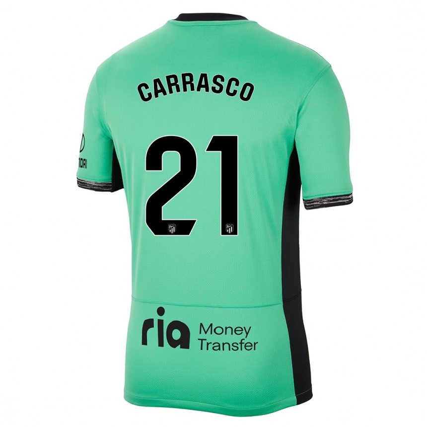 Niño Fútbol Camiseta Yannick Carrasco #21 Primavera Verde Equipación Tercera 2023/24 Perú