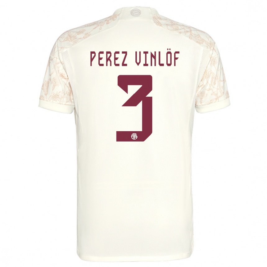 Niño Fútbol Camiseta Matteo Perez Vinlöf #3 Blanquecino Equipación Tercera 2023/24 Perú