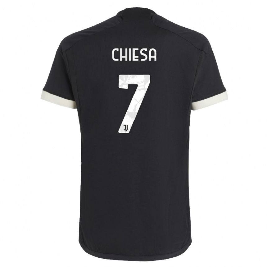 Niño Fútbol Camiseta Federico Chiesa #7 Negro Equipación Tercera 2023/24 Perú