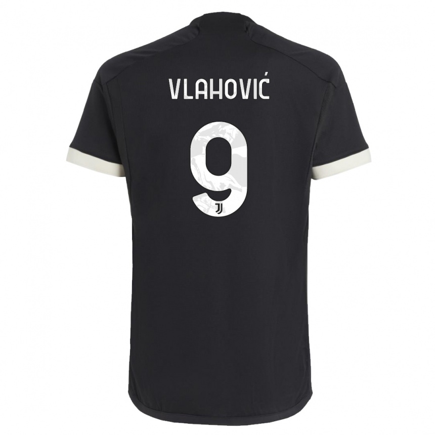 Niño Fútbol Camiseta Dusan Vlahovic #9 Negro Equipación Tercera 2023/24 Perú