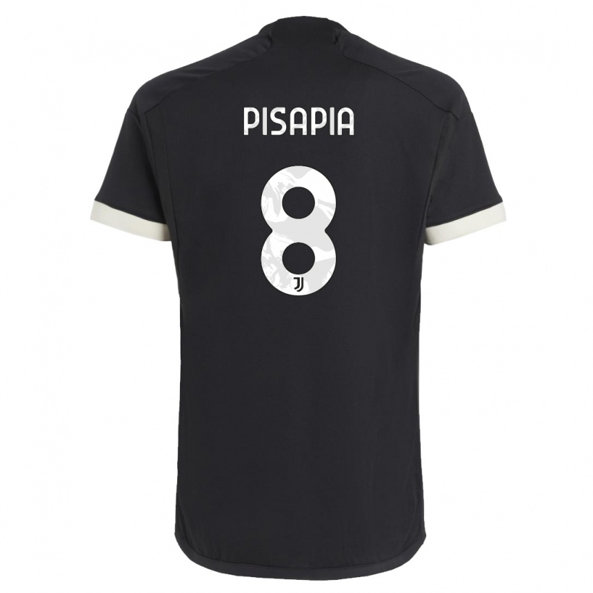 Niño Fútbol Camiseta Luciano Pisapia #8 Negro Equipación Tercera 2023/24 Perú