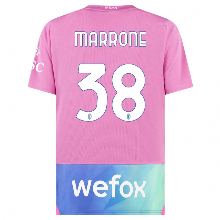 Niño Fútbol Camiseta Federico Marrone #38 Rosado Morado Equipación Tercera 2023/24 Perú