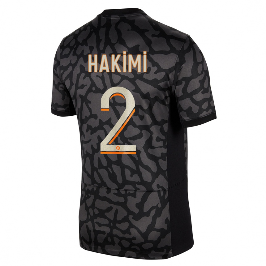 Niño Fútbol Camiseta Achraf Hakimi #2 Negro Equipación Tercera 2023/24 Perú