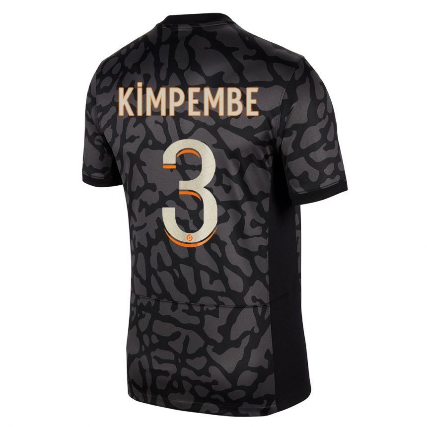 Niño Fútbol Camiseta Presnel Kimpembe #3 Negro Equipación Tercera 2023/24 Perú