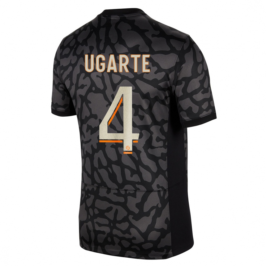 Niño Fútbol Camiseta Manuel Ugarte #4 Negro Equipación Tercera 2023/24 Perú