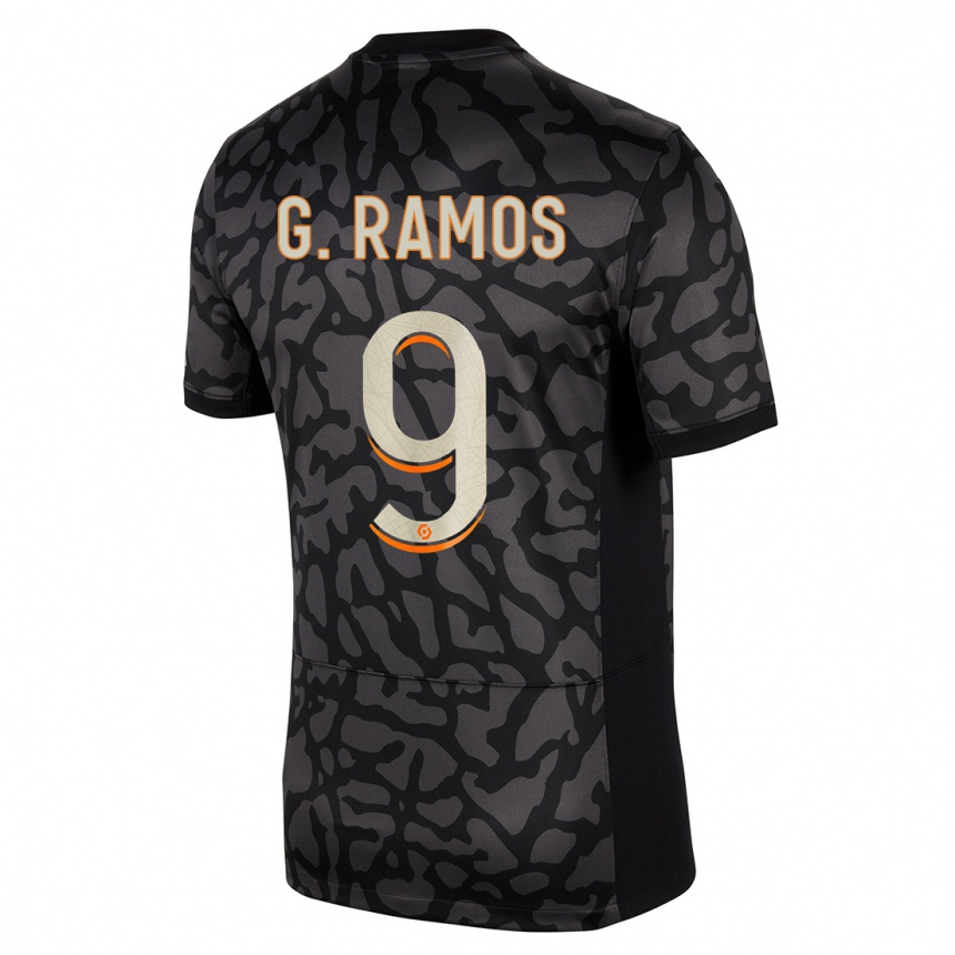 Niño Fútbol Camiseta Gonçalo Ramos #9 Negro Equipación Tercera 2023/24 Perú