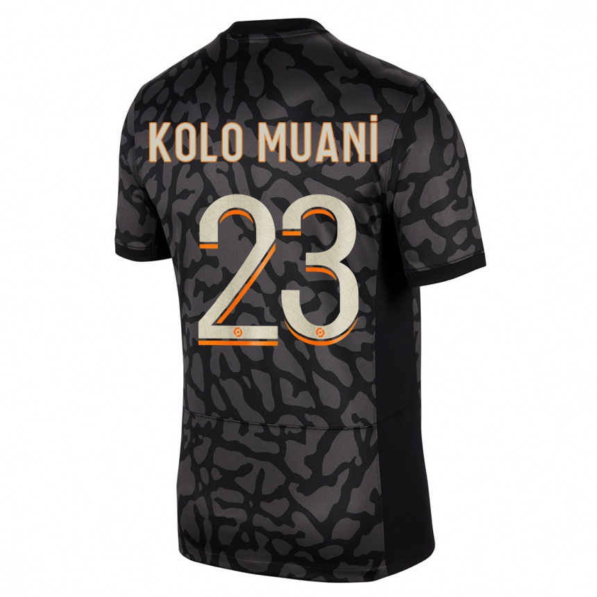 Niño Fútbol Camiseta Randal Kolo Muani #23 Negro Equipación Tercera 2023/24 Perú