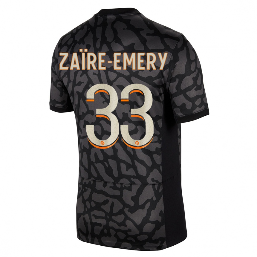 Niño Fútbol Camiseta Warren Zaire Emery #33 Negro Equipación Tercera 2023/24 Perú