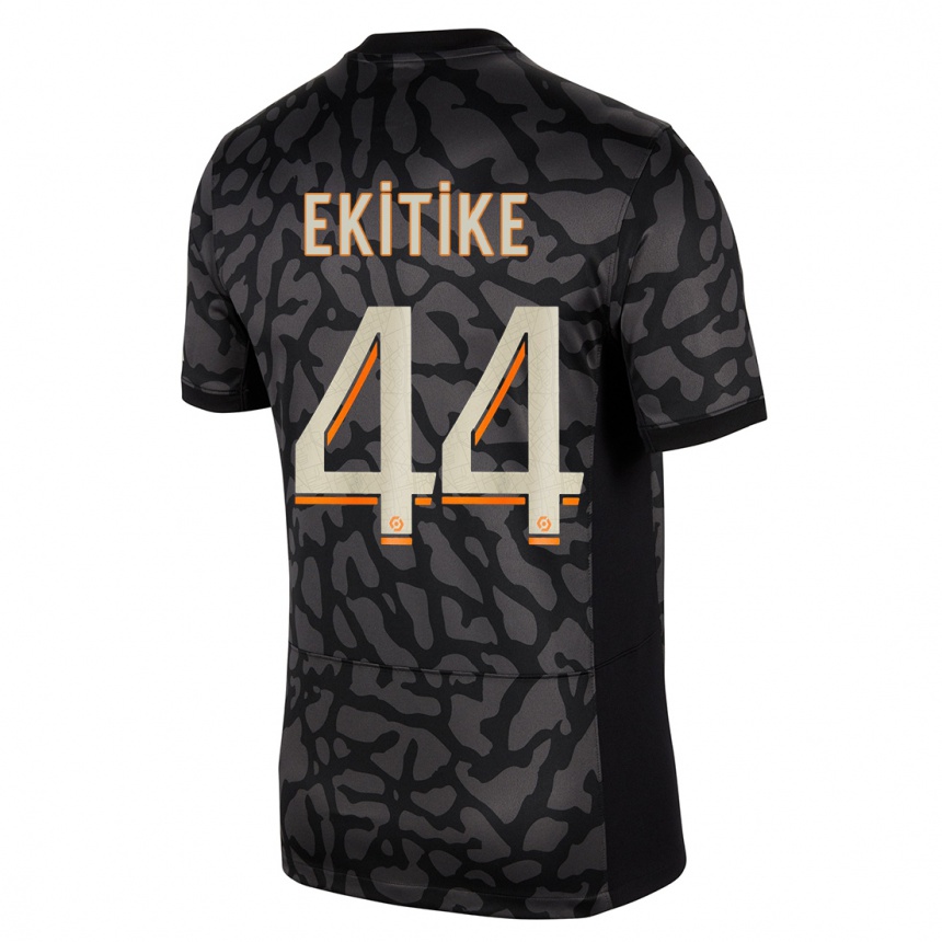 Niño Fútbol Camiseta Hugo Ekitike #44 Negro Equipación Tercera 2023/24 Perú