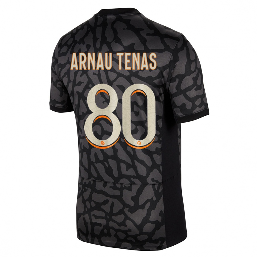 Niño Fútbol Camiseta Arnau Tenas #80 Negro Equipación Tercera 2023/24 Perú