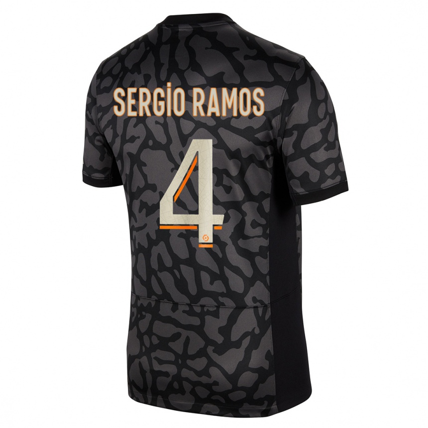 Niño Fútbol Camiseta Sergio Ramos #4 Negro Equipación Tercera 2023/24 Perú