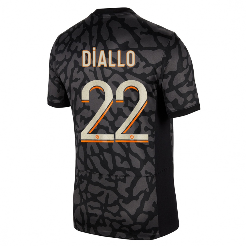 Niño Fútbol Camiseta Abdou Diallo #22 Negro Equipación Tercera 2023/24 Perú