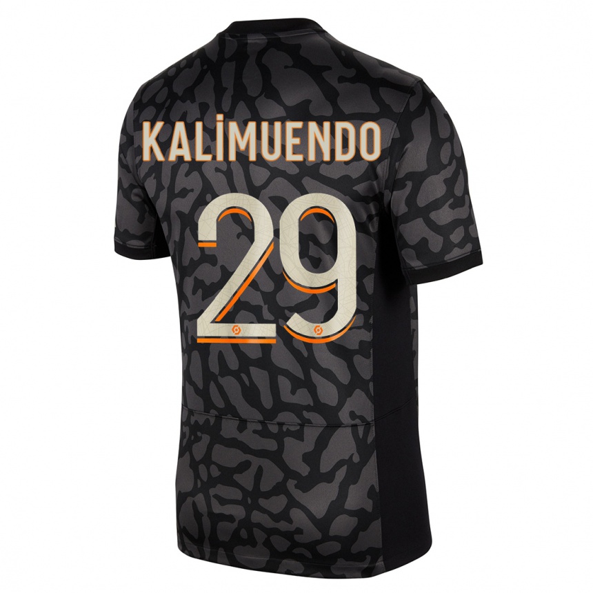 Niño Fútbol Camiseta Arnaud Kalimuendo #29 Negro Equipación Tercera 2023/24 Perú