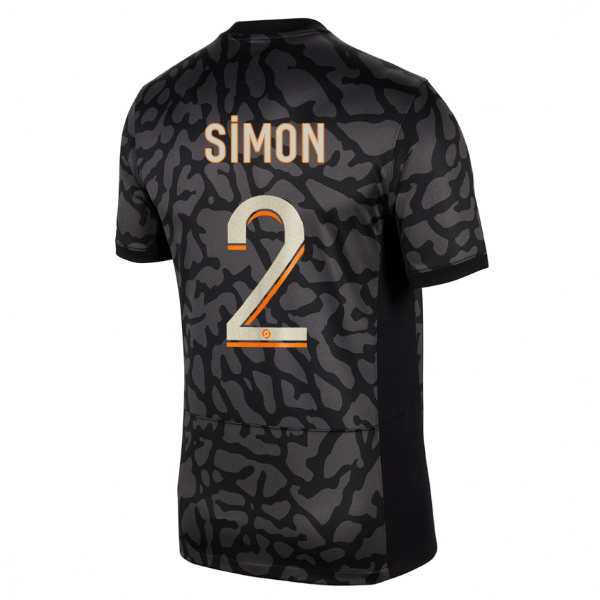 Niño Fútbol Camiseta Benedicte Simon #2 Negro Equipación Tercera 2023/24 Perú