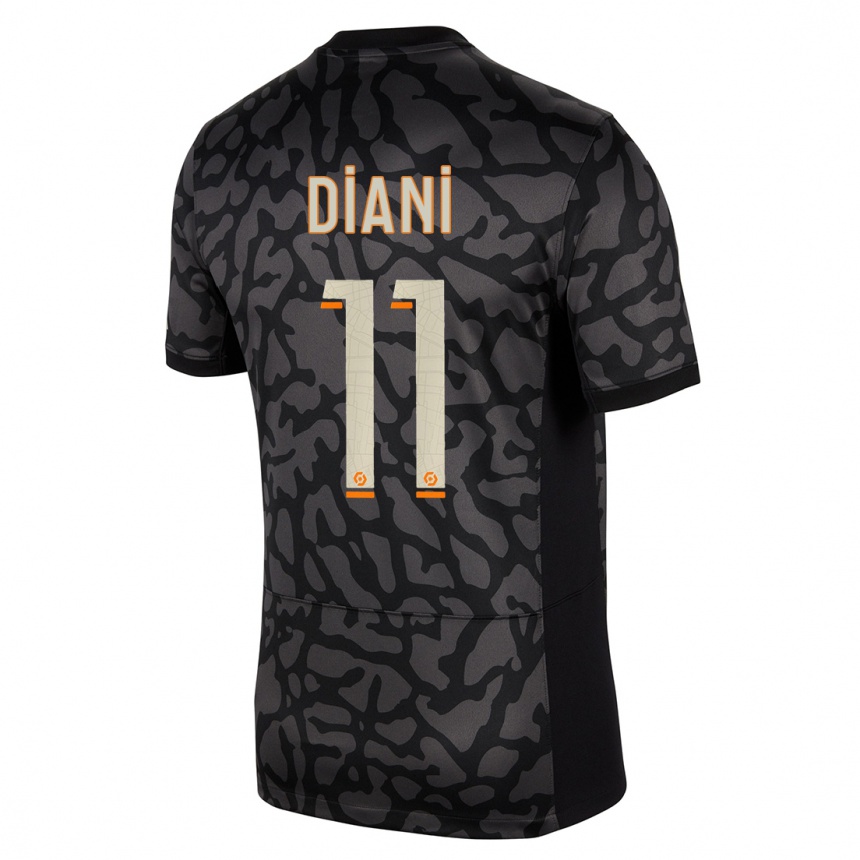 Niño Fútbol Camiseta Kadidiatou Diani #11 Negro Equipación Tercera 2023/24 Perú