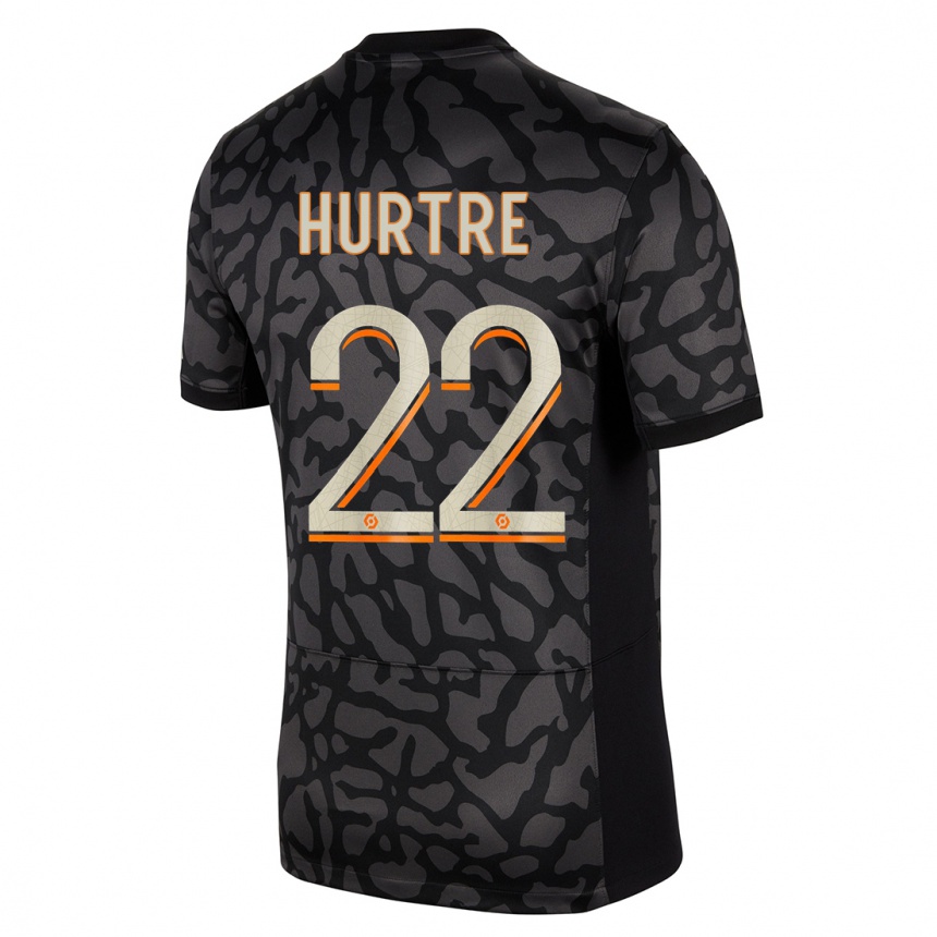 Niño Fútbol Camiseta Oceane Hurtre #22 Negro Equipación Tercera 2023/24 Perú