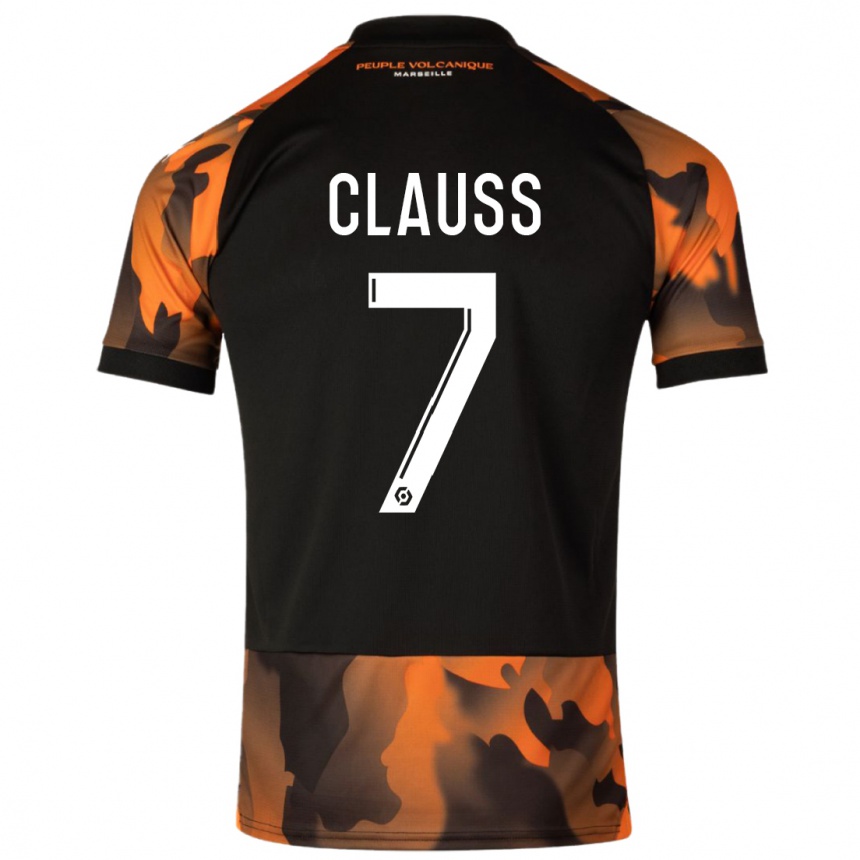 Niño Fútbol Camiseta Jonathan Clauss #7 Negro Naranja Equipación Tercera 2023/24 Perú