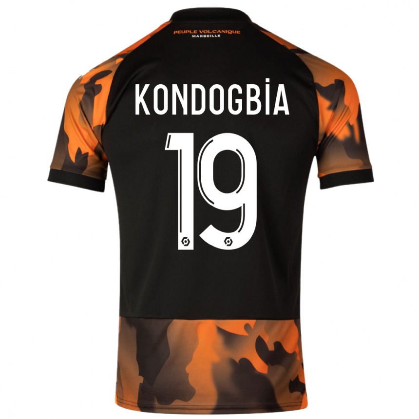 Niño Fútbol Camiseta Geoffrey Kondogbia #19 Negro Naranja Equipación Tercera 2023/24 Perú