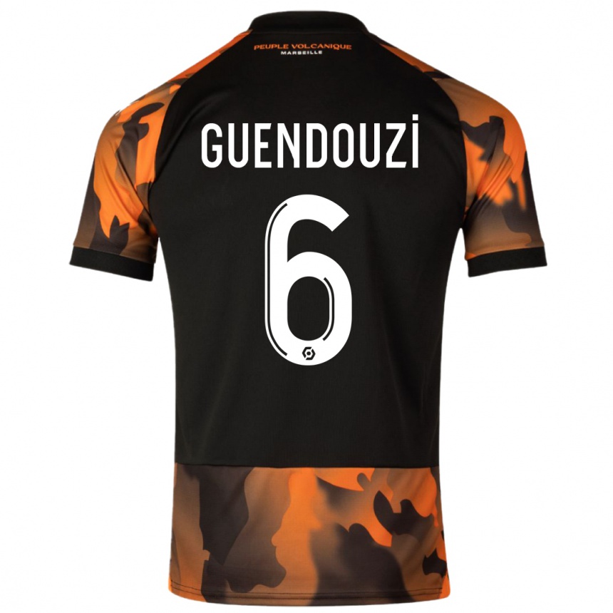 Niño Fútbol Camiseta Matteo Guendouzi #6 Negro Naranja Equipación Tercera 2023/24 Perú