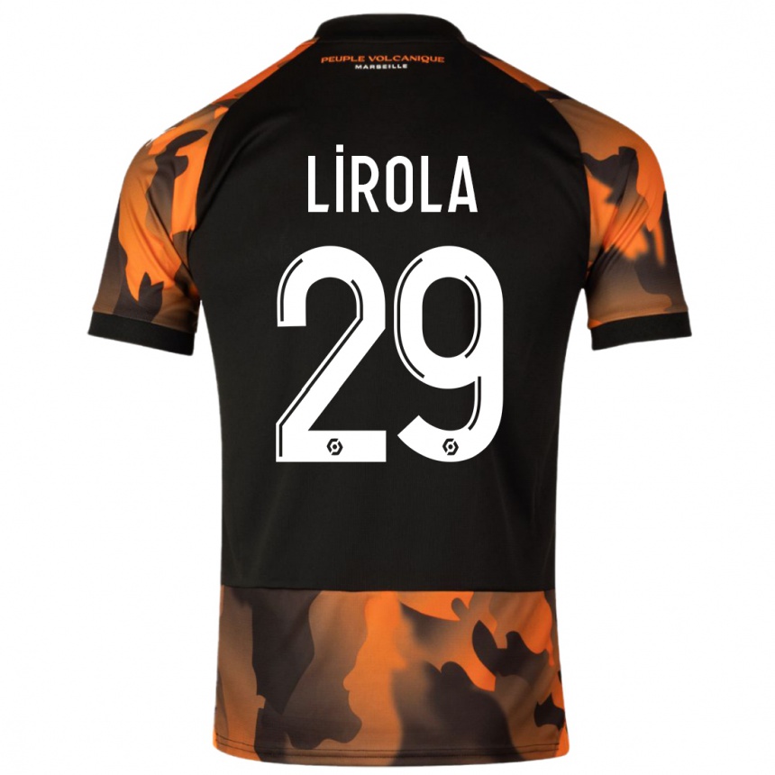 Niño Fútbol Camiseta Pol Lirola #29 Negro Naranja Equipación Tercera 2023/24 Perú