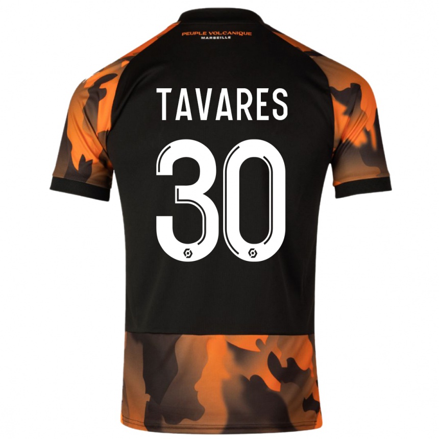 Niño Fútbol Camiseta Nuno Tavares #30 Negro Naranja Equipación Tercera 2023/24 Perú