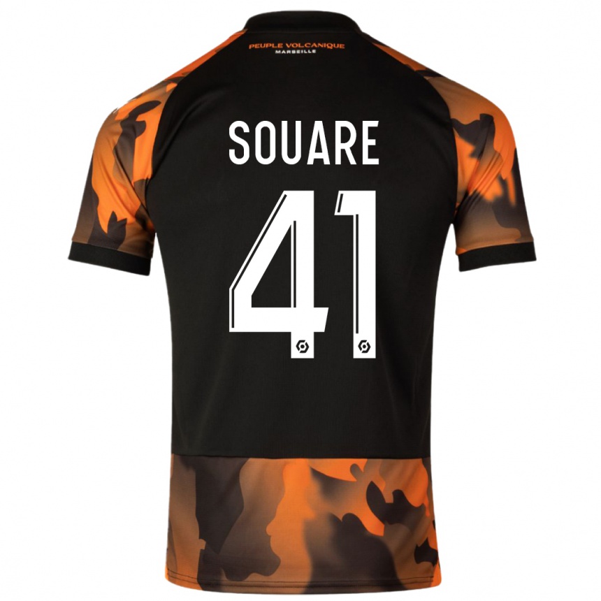 Niño Fútbol Camiseta Cheick Souare #41 Negro Naranja Equipación Tercera 2023/24 Perú