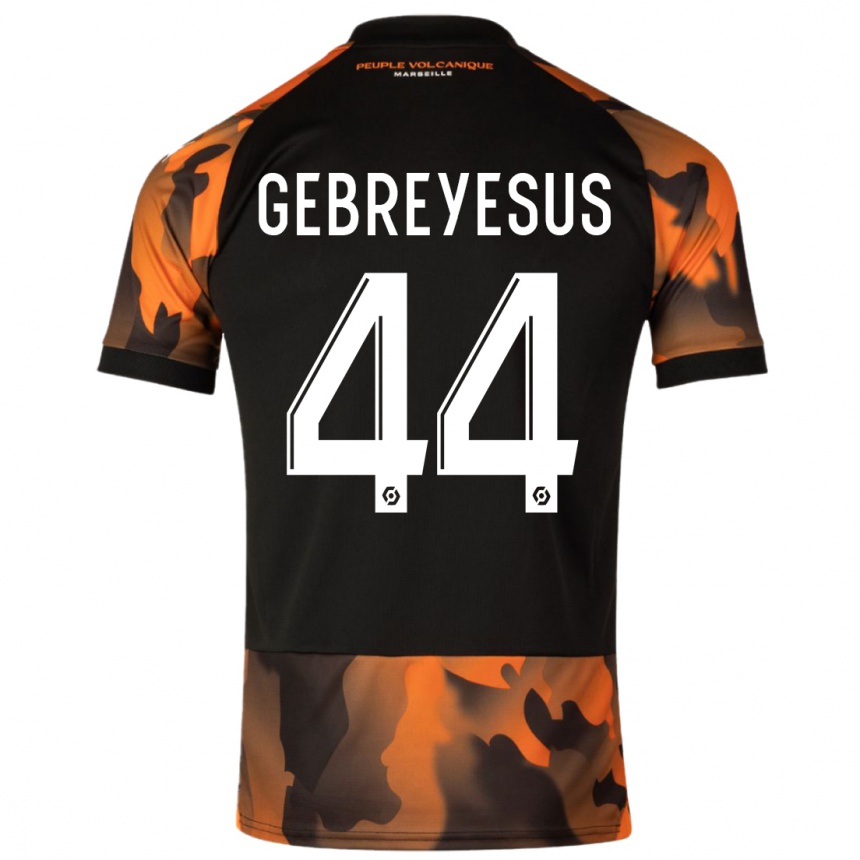 Niño Fútbol Camiseta Esey Gebreyesus #44 Negro Naranja Equipación Tercera 2023/24 Perú