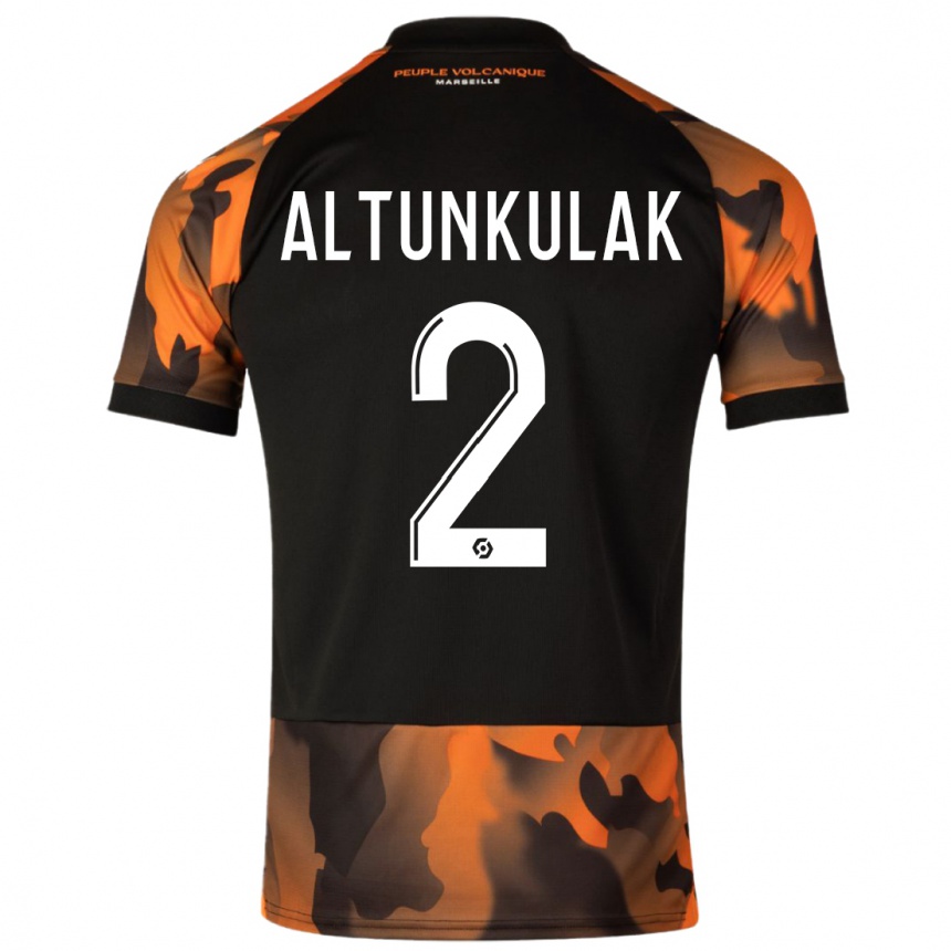 Niño Fútbol Camiseta Selen Altunkulak #2 Negro Naranja Equipación Tercera 2023/24 Perú