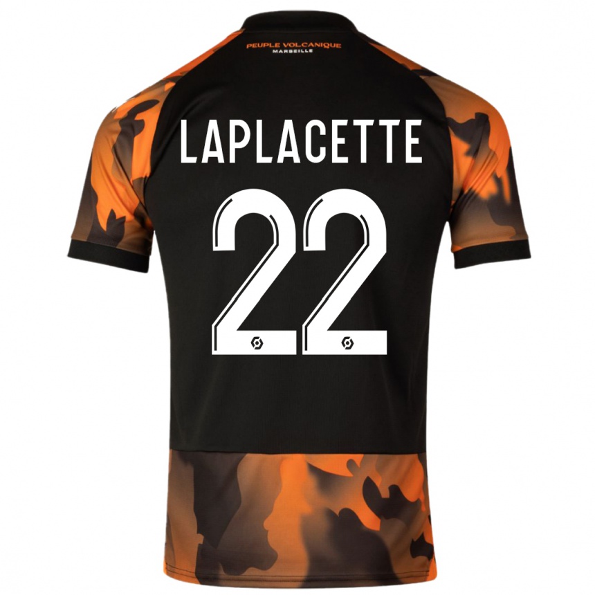 Niño Fútbol Camiseta Tess Laplacette #22 Negro Naranja Equipación Tercera 2023/24 Perú