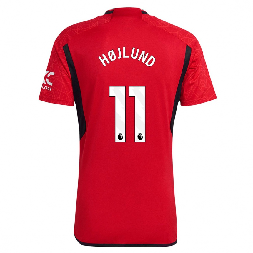 Hombre Fútbol Camiseta Rasmus Højlund #11 Rojo 1ª Equipación 2023/24 Perú