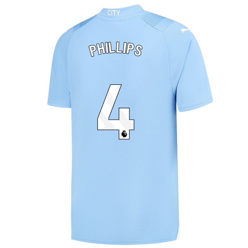 Hombre Fútbol Camiseta Kalvin Phillips #4 Azul Claro 1ª Equipación 2023/24 Perú